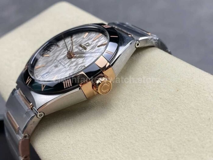 V Factory Omega Constellation 131.23.41.21.06.001 41mm Black Ceramic Bezel Half Rose GoldSteel Grey 4 Super Clone Watch,Clean Factory Watch