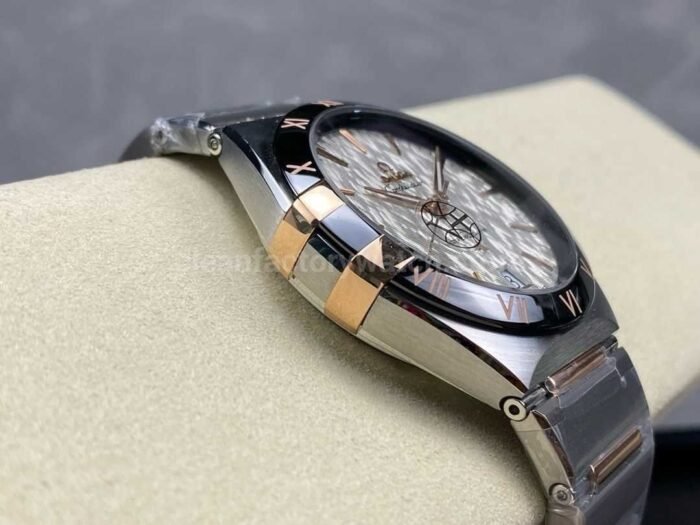 V Factory Omega Constellation 131.23.41.21.06.001 41mm Black Ceramic Bezel Half Rose GoldSteel Grey 7 Super Clone Watch,Clean Factory Watch