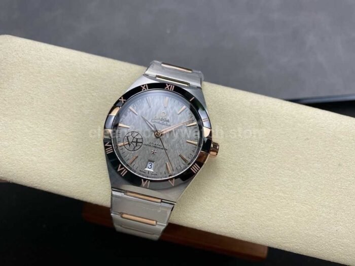 V Factory Omega Constellation 131.23.41.21.06.001 41mm Black Ceramic Bezel Half Rose GoldSteel Grey Di 1 Super Clone Watch,Clean Factory Watch