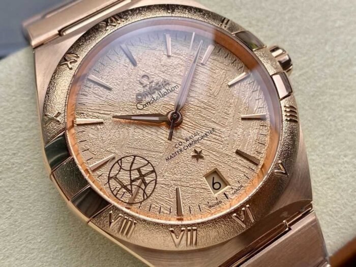 V Factory Omega Constellation 131.50.41.21.99.002 41mm Champagne Ceramic Bezel Full Rose Gold Champa 1 Super Clone Watch,Clean Factory Watch