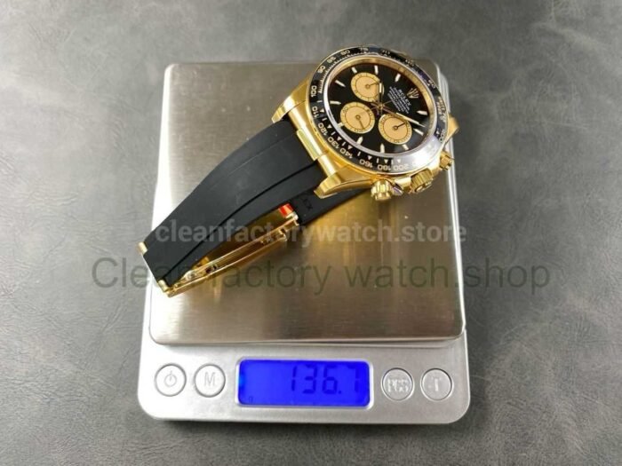 VS Factory Counterweight Rolex Daytona 126518LN-0004 40mm Yellow Gold Rubber Strap Gold Eye Black Dial - Image 10