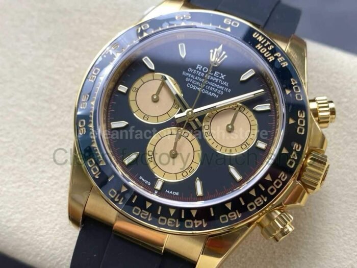 VS Factory Counterweight Rolex Daytona 126518LN-0004 40mm Yellow Gold Rubber Strap Gold Eye Black Dial - Image 3