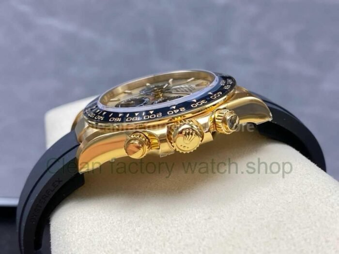 VS Factory Counterweight Rolex Daytona 126518LN 0012 40mm Yellow Gold Rubber Strap Black Eye Champagne Dial 1 Super Clone Watch,Clean Factory Watch