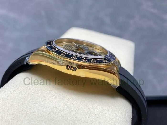 VS Factory Counterweight Rolex Daytona 126518LN 0012 40mm Yellow Gold Rubber Strap Black Eye Champagne Dial 3 Super Clone Watch,Clean Factory Watch