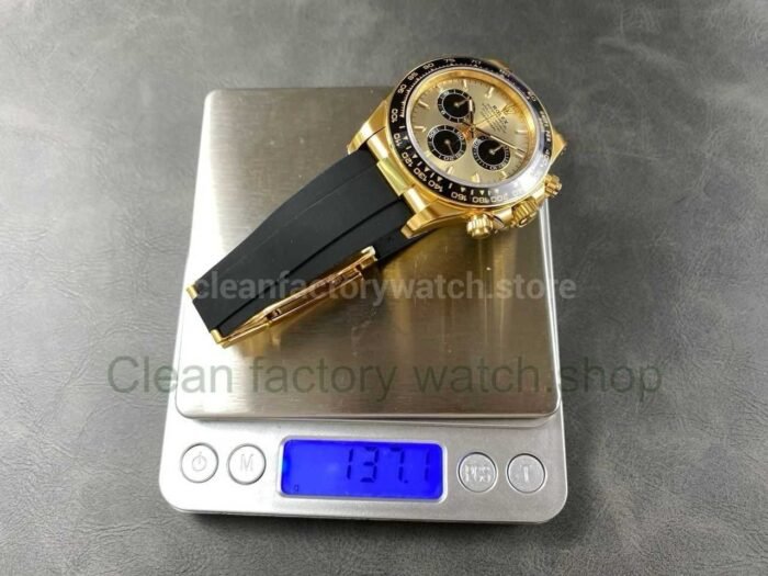 VS Factory Counterweight Rolex Daytona 126518LN 0012 40mm Yellow Gold Rubber Strap Black Eye Champagne Dial 5 Super Clone Watch,Clean Factory Watch