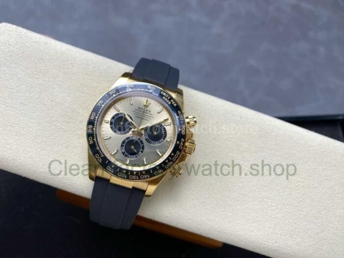 VS Factory Counterweight Rolex Daytona 126518LN 0012 40mm Yellow Gold Rubber Strap Black Eye Champagne Dial 9 Super Clone Watch,Clean Factory Watch