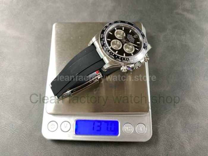 VS Factory Counterweight Rolex Daytona 126519LN-0002 40MM White Gold Rubber Strap Silver Eye Black Dial - Image 10