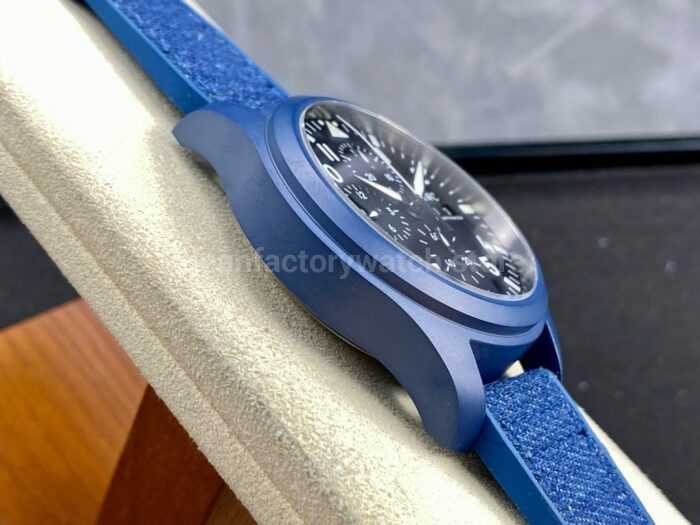 VVS Factory IWC Pilot Chronograph Top Gun IW389404 42mm Ceramic Rubber Strap Arabic Numerals Blue Dial 6 Super Clone Watch,Clean Factory Watch