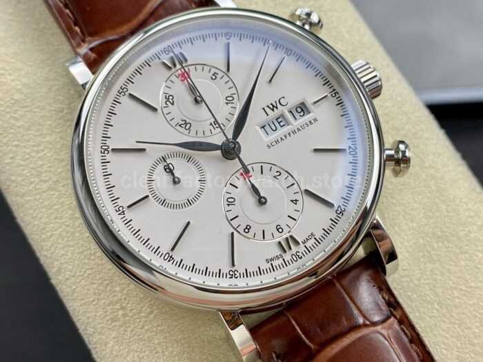 VVS Factory IWC Portofino Chronograph IW391007 42mm Steel Leather Strap Silver Dial 10 Super Clone Watch,Clean Factory Watch