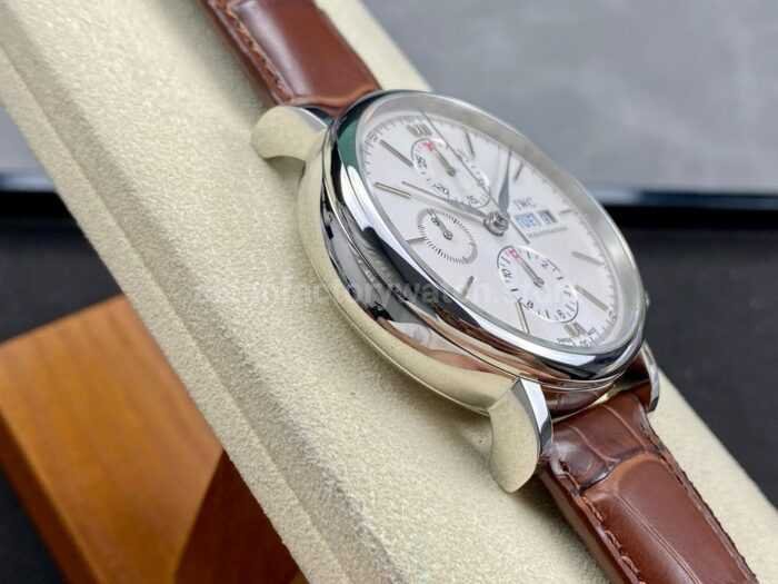 VVS Factory IWC Portofino Chronograph IW391007 42mm Steel Leather Strap Silver Dial 2 Super Clone Watch,Clean Factory Watch