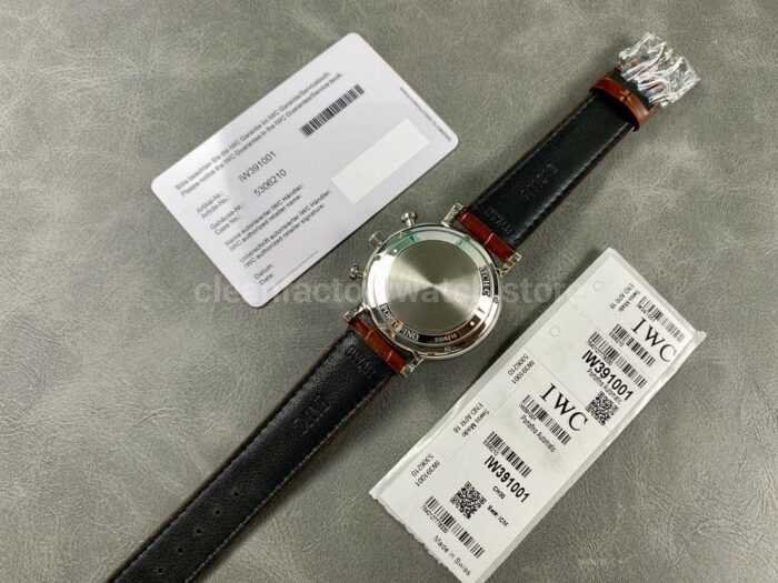 VVS Factory IWC Portofino Chronograph IW391007 42mm Steel Leather Strap Silver Dial 4 Super Clone Watch,Clean Factory Watch