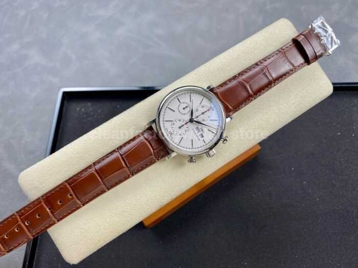 VVS Factory IWC Portofino Chronograph IW391007 42mm Steel Leather Strap Silver Dial 5 Super Clone Watch,Clean Factory Watch