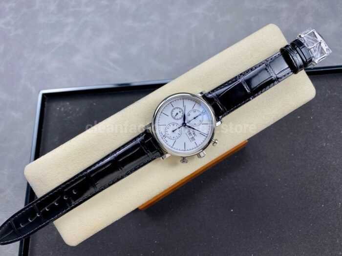 VVS Factory IWC Portofino Chronograph IW391024 42mm Steel Leather Strap White Dial 8 Super Clone Watch,Clean Factory Watch