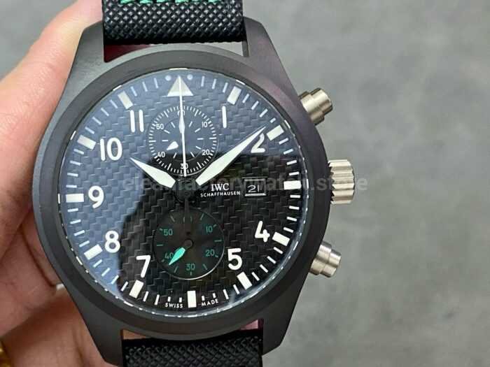 YL Factory IWC Pilot IW389005 44.5mm Ceramic Textile Strap Arabic Numerals Black Dial 1 Super Clone Watch,Clean Factory Watch