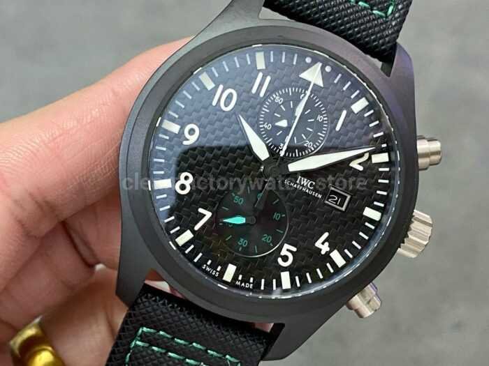 YL Factory IWC Pilot IW389005 44.5mm Ceramic Textile Strap Arabic Numerals Black Dial 6 Super Clone Watch,Clean Factory Watch
