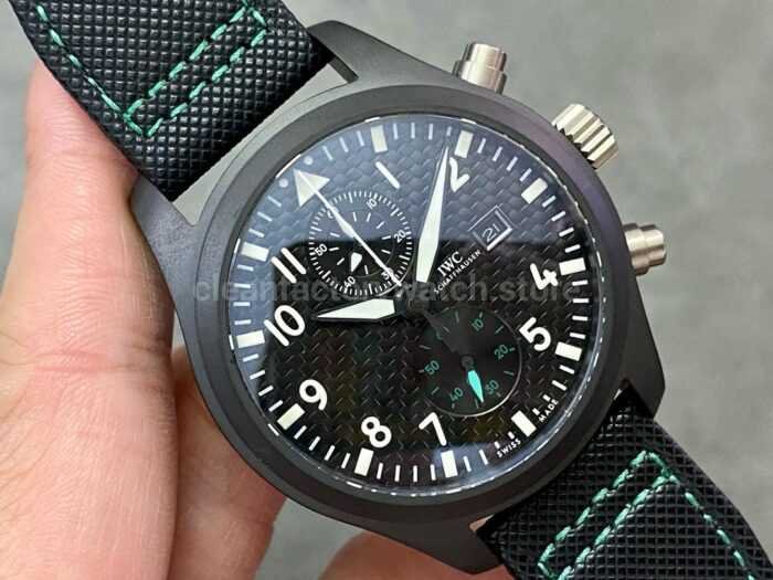 YL Factory IWC Pilot IW389005 44.5mm Ceramic Textile Strap Arabic Numerals Black Dial 8 Super Clone Watch,Clean Factory Watch