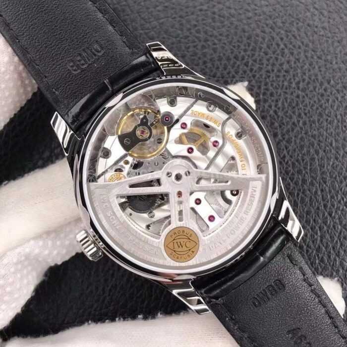YL Factory IWC Portuguese IW500109 42mm Steel Leather Strap Steel Arabic Number Black Dial 5 Super Clone Watch,Clean Factory Watch