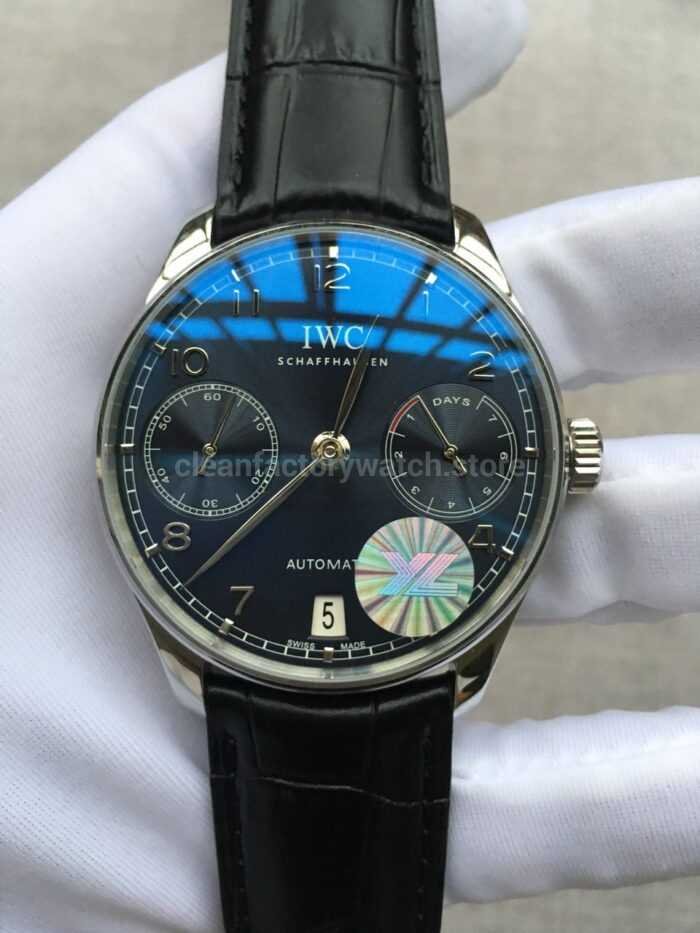YL Factory IWC Portuguese IW500109 42mm Steel Leather Strap Steel Arabic Number Black Dial 6 Super Clone Watch,Clean Factory Watch