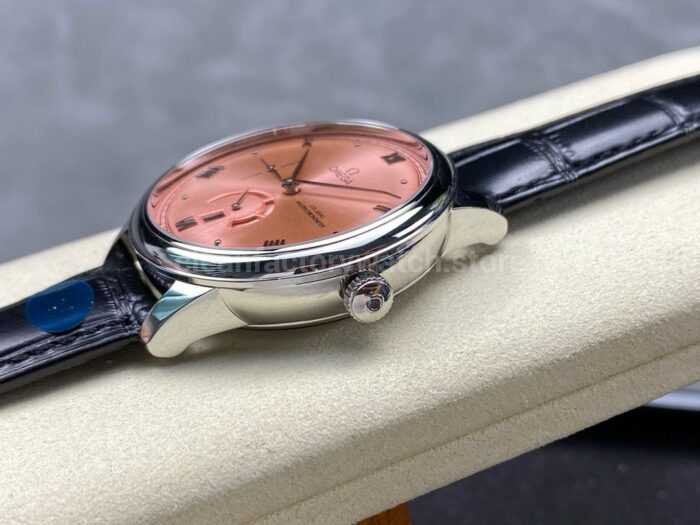 YMS Factory Omega De Ville Prestige 434.13.41.21.10.001 41mm Steel Leather Strap Roman Numerals Pink D 3 Super Clone Watch,Clean Factory Watch
