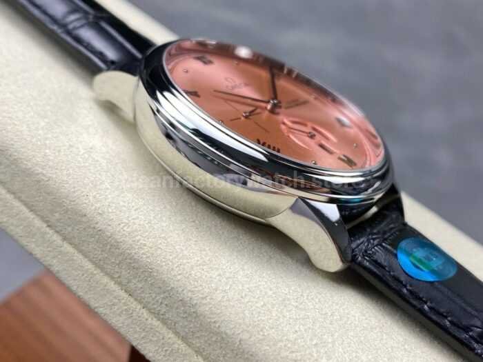 YMS Factory Omega De Ville Prestige 434.13.41.21.10.001 41mm Steel Leather Strap Roman Numerals Pink D Super Clone Watch,Clean Factory Watch