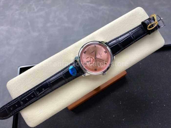 YMS Factory Omega De Ville Prestige 434.13.41.21.10.001 41mm Steel Leather Strap Roman Numerals Pink Dia 1 Super Clone Watch,Clean Factory Watch