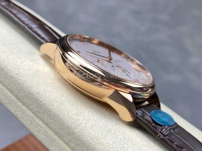 YMS Factory Omega De Ville Prestige 434.53.41.21.02.001 41mm Yellow Gold Leather Strap Roman Numerals Silver Dial - Image 5