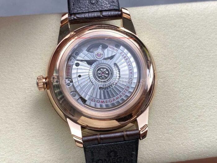 YMS Factory Omega De Ville Prestige 434.53.41.21.02.001 41mm Yellow Gold Leather Strap Roman Numerals Silver Dial - Image 7