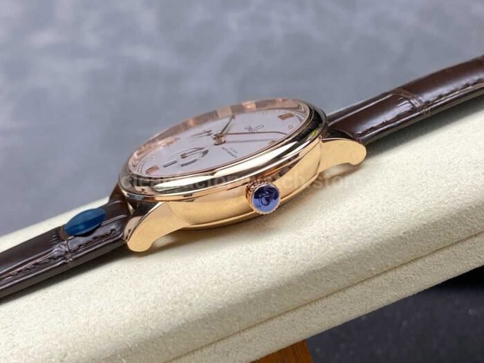 YMS Factory Omega De Ville Prestige 434.53.41.21.02.001 41mm Yellow Gold Leather Strap Roman Numerals Silver Dial - Image 6