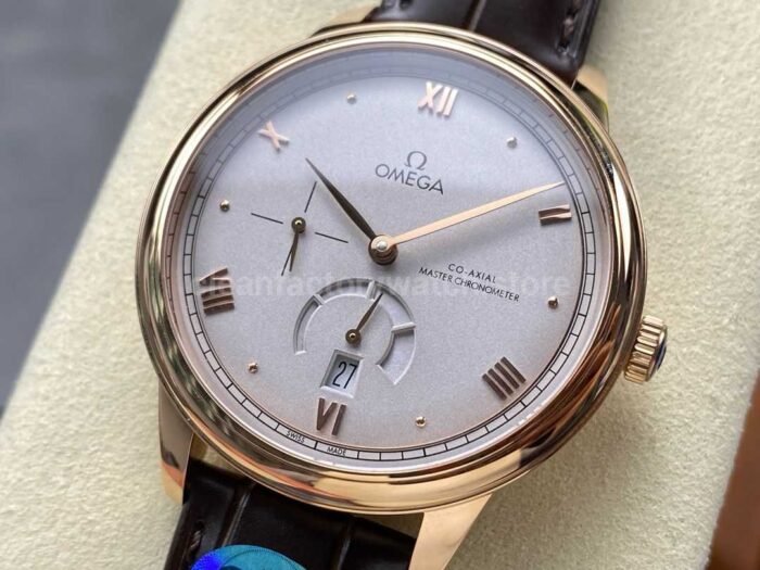 YMS Factory Omega De Ville Prestige 434.53.41.21.02.001 41mm Yellow Gold Leather Strap Roman Numerals Silver Dial - Image 3