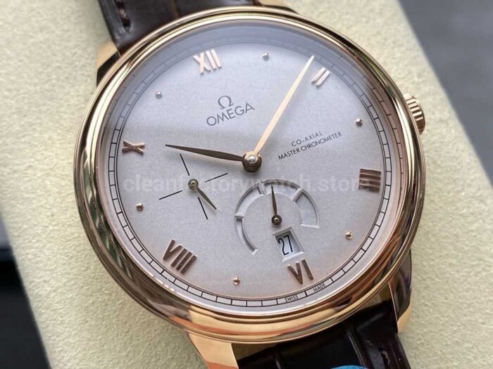 YMS Factory Omega De Ville Prestige 434.53.41.21.02.001 41mm Yellow Gold Leather Strap Roman Numerals Silver Dial - Image 2