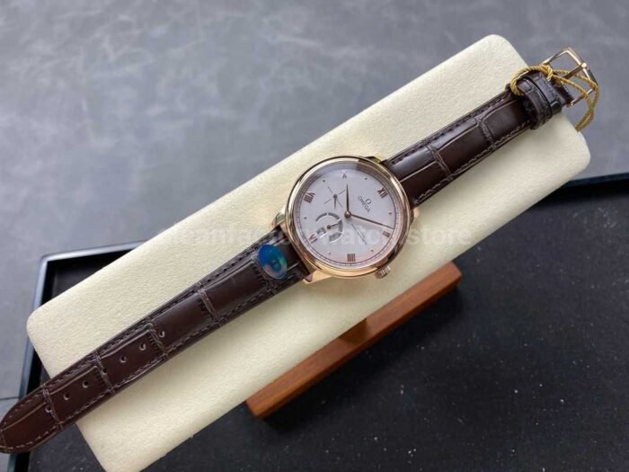 YMS Factory Omega De Ville Prestige 434.53.41.21.02.001 41mm Yellow Gold Leather Strap Roman Numerals Silver Dial - Image 4