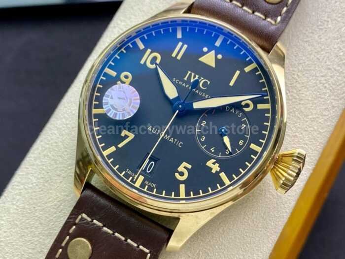 ZF Factory IWC Big Pilot IW501005 46.2mm Bronze Leather Strap Arabic Numerals Black Dial 5 Super Clone Watch,Clean Factory Watch