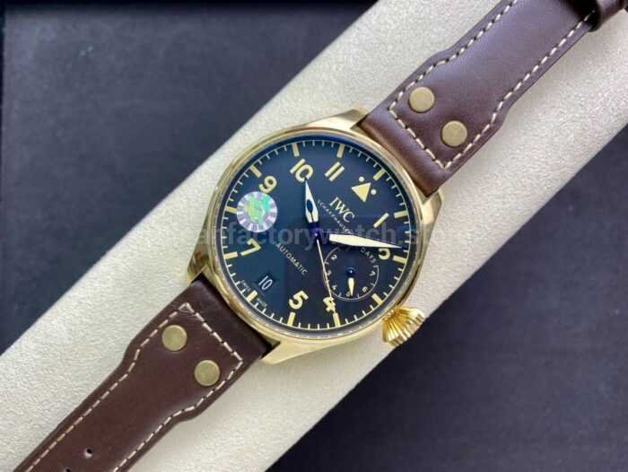 ZF Factory IWC Big Pilot IW501005 46.2mm Bronze Leather Strap Arabic Numerals Black Dial 7 Super Clone Watch,Clean Factory Watch