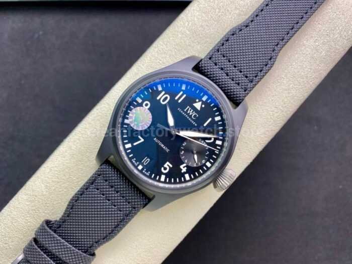 ZF Factory IWC Big Pilot Top Gun IW502003 46mm Ceramic Textile Strap Arabic Numerals Black Dial 1 Super Clone Watch,Clean Factory Watch