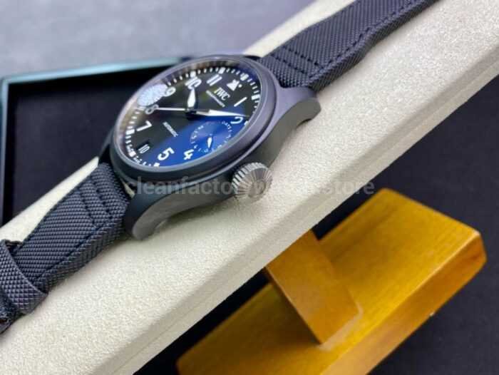 ZF Factory IWC Big Pilot Top Gun IW502003 46mm Ceramic Textile Strap Arabic Numerals Black Dial 7 Super Clone Watch,Clean Factory Watch