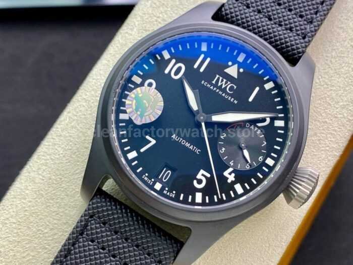 ZF Factory IWC Big Pilot Top Gun IW502003 46mm Ceramic Textile Strap Arabic Numerals Black Dial 8 Super Clone Watch,Clean Factory Watch