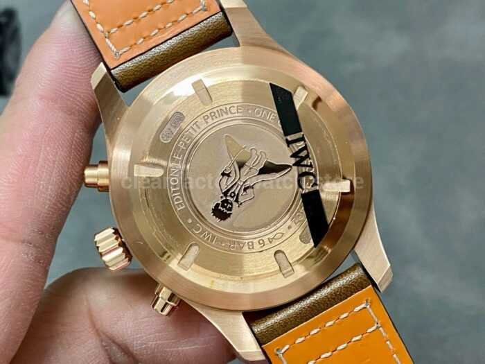 ZF Factory IWC Pilot Chronograph IW377721 43mm Rose Gold Leather Strap Blue Arabic Numerals Dial 7 Super Clone Watch,Clean Factory Watch