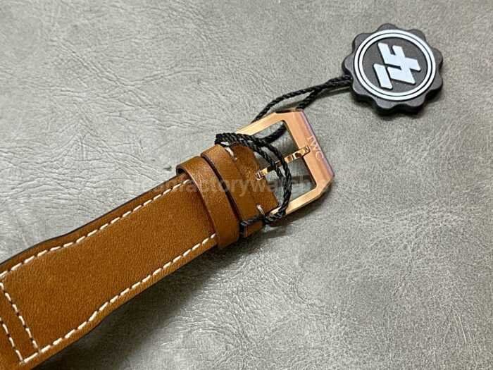 ZF Factory IWC Pilot Chronograph IW377721 43mm Rose Gold Leather Strap Blue Arabic Numerals Dial 9 Super Clone Watch,Clean Factory Watch
