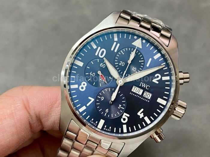 ZF Factory IWC Pilot Chronograph IW378004 43mm Full Steel Blue Arabic Numerals Dial 3 Super Clone Watch,Clean Factory Watch