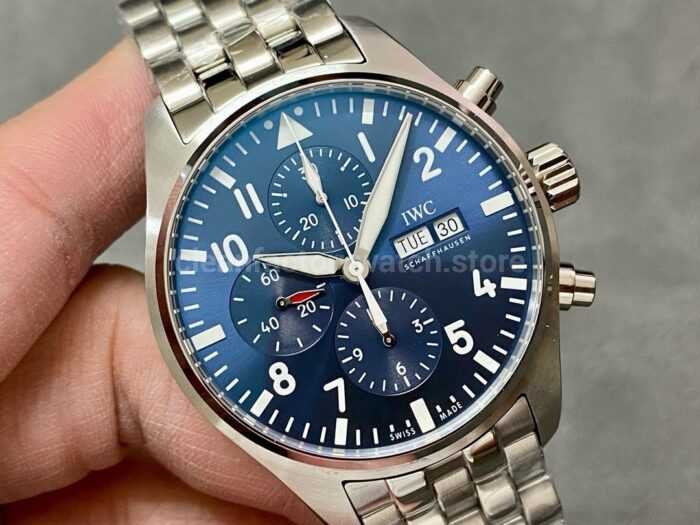 ZF Factory IWC Pilot Chronograph IW378004 43mm Full Steel Blue Arabic Numerals Dial 4 Super Clone Watch,Clean Factory Watch