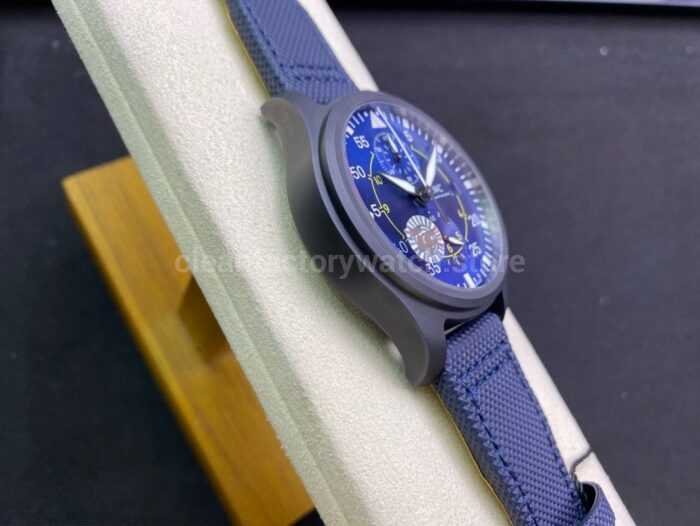 ZF Factory IWC Pilot Chronograph IW389008 44mm Ceramic Textile Strap Arabic Numerals Blue Dial 2 Super Clone Watch,Clean Factory Watch