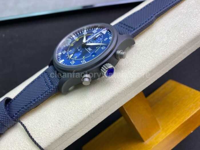 ZF Factory IWC Pilot Chronograph IW389008 44mm Ceramic Textile Strap Arabic Numerals Blue Dial 3 Super Clone Watch,Clean Factory Watch