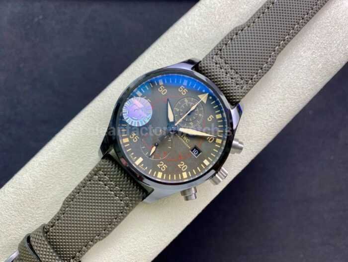 ZF Factory IWC Pilot Chronograph Top Gun Miramar IW389002 44mm Ceramic Textile Strap Arabic Numerals 4 Super Clone Watch,Clean Factory Watch