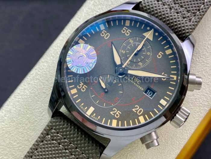 ZF Factory IWC Pilot Chronograph Top Gun Miramar IW389002 44mm Ceramic Textile Strap Arabic Numerals 6 Super Clone Watch,Clean Factory Watch