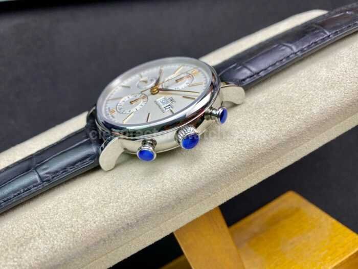 ZF Factory IWC Portofino Chronograph IW391031 42mm Steel Leather Strap Silver Dial 2 Super Clone Watch,Clean Factory Watch