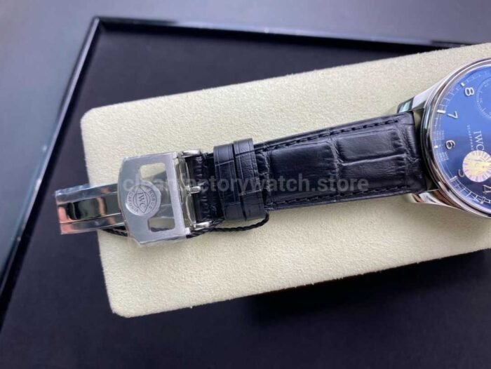 ZF Factory IWC Portuguese Annual Calendar IW503502 44mm Steel Leather Strap Arabic Numerals Blue Dial - Image 8