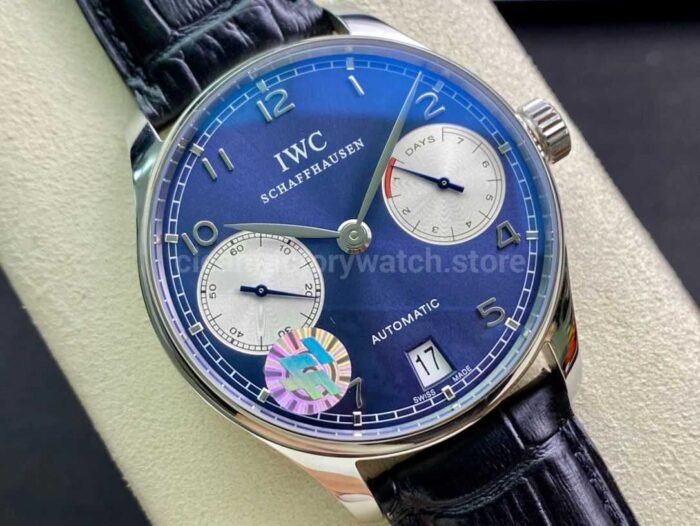 ZF Factory IWC Portuguese Automatic IW500112 42mm Steel Leather Strap White Eyes Arabic Numerals Blue Dial - Image 2
