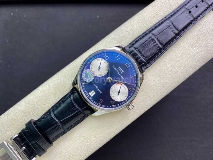ZF Factory IWC Portuguese Automatic IW500112 42mm Steel Leather Strap White Eyes Arabic Numerals Blue Dial - Image 4