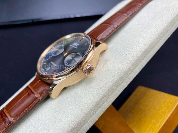 ZF Factory IWC Portuguese Automatic IW500702 42mm Rose Gold Leather Strap Arabic Numerals Grey Dial 2 Super Clone Watch,Clean Factory Watch