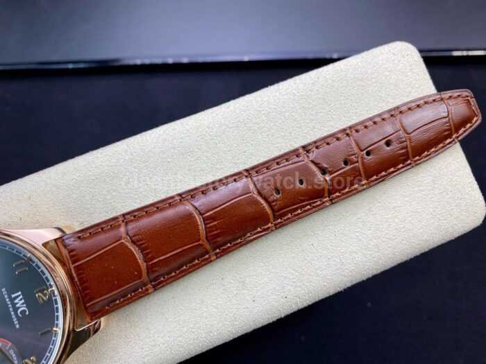 ZF Factory IWC Portuguese Automatic IW500702 42mm Rose Gold Leather Strap Arabic Numerals Grey Dial 3 Super Clone Watch,Clean Factory Watch